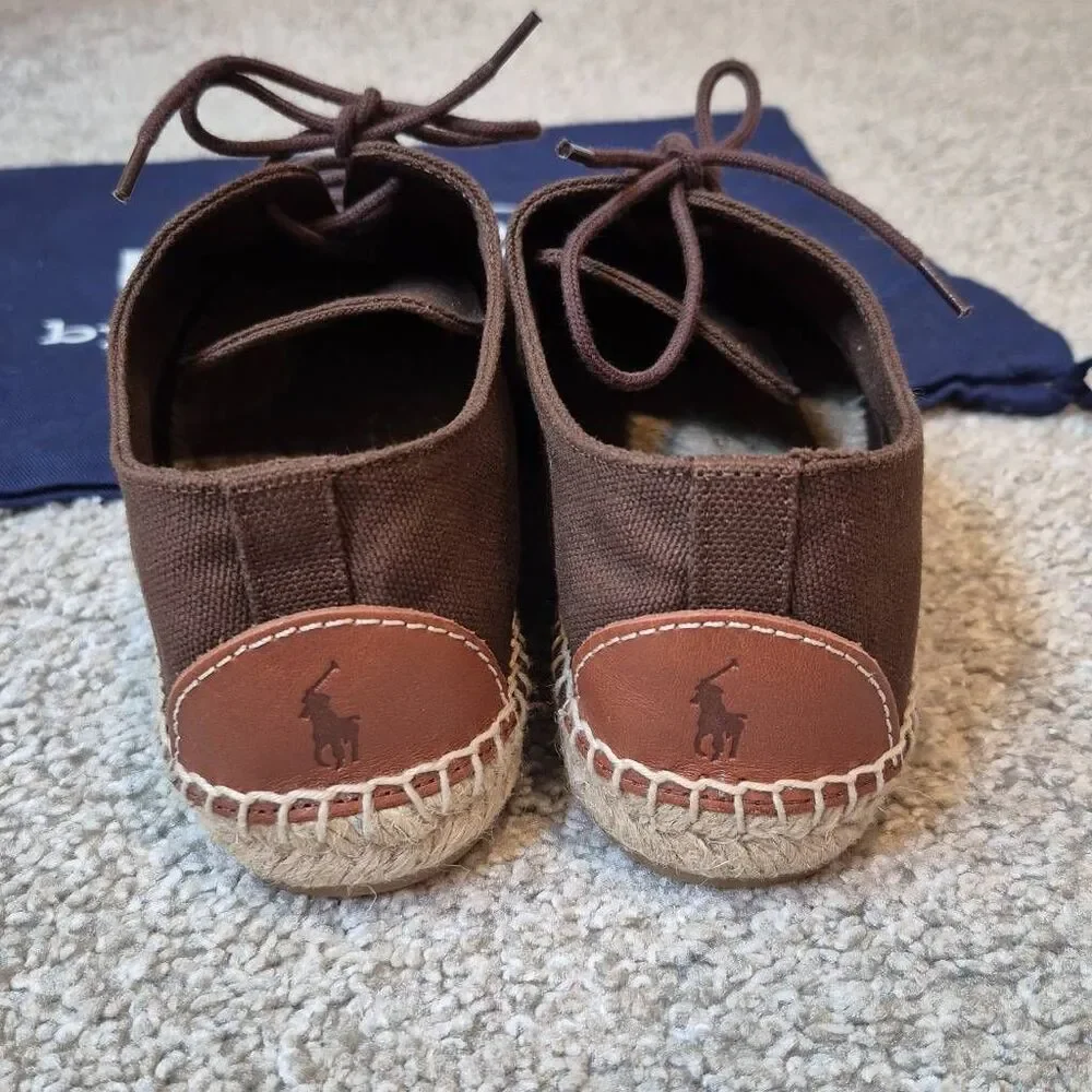 Polo by Ralph Lauren Canvas Lace Up Espadrille Chocolate Size 8